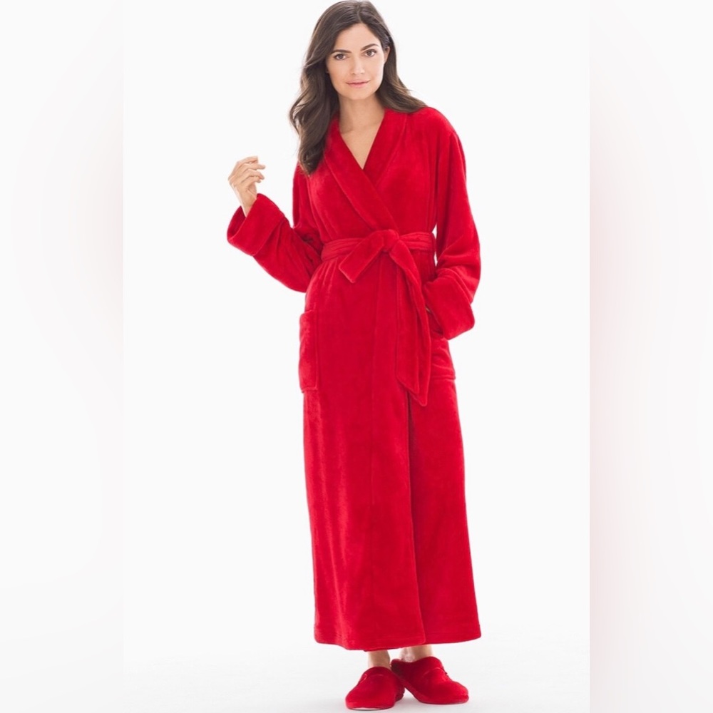 New Soma Embraceable Long Plush Robe in Festive Red
